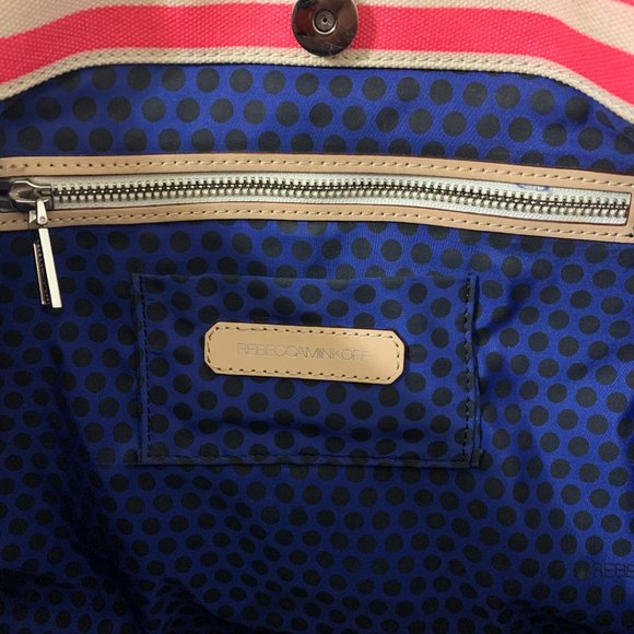 Rebecca Minkoff cream/pink striped canvas tote - Picture 4 of 4